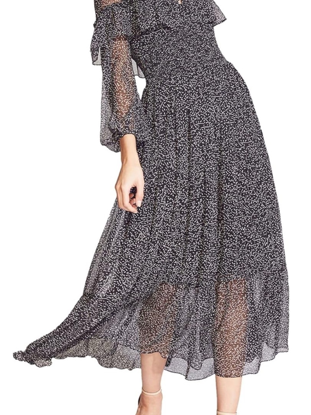 Bardot Black Dress With White Speckle Pattern